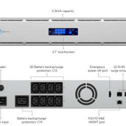 UPS 2U Pro UniFi Ubiquiti, 2.2 kVA, 9 Prize Controlabile, Baterie 720 Wh, UPS-2U-Pro